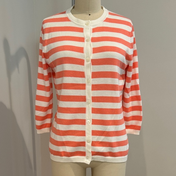 Brooks Brothers 100% cotton white orange striped Tshirt and